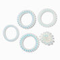 Iridescent White Spiral Hair Ties - 5 Pack,