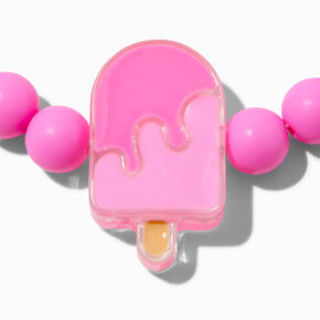 Claire&#39;s Club Matte Pink Ice Pop Stretch Bracelet,