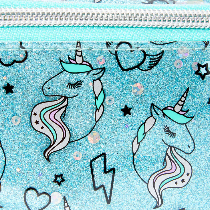 Trousse &agrave; maquillage magique motif licorne - Vert menthe,