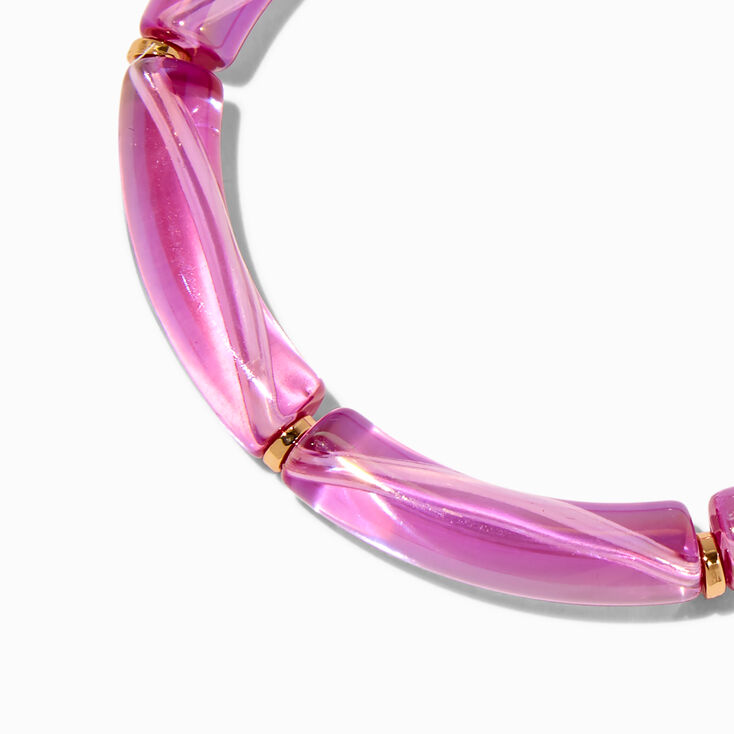 Purple Iridescent Tube Stretch Bracelet,