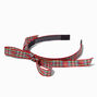 Red &amp; Green Plaid Skinny Ribbon Bow Headband,