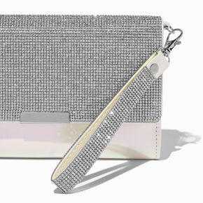 Ivory Bling Crossbody Wristlet Wallet,