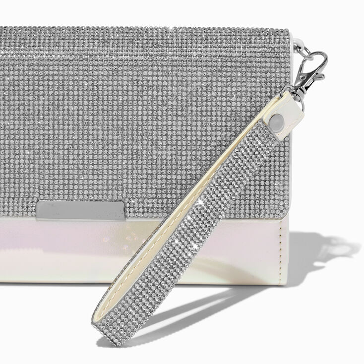 Ivory Bling Crossbody Wristlet Wallet,