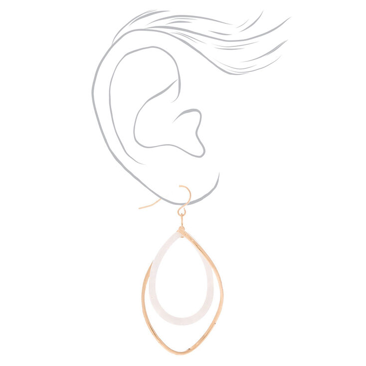 Gold 2&quot; Twist Drop Earrings - Ivory,