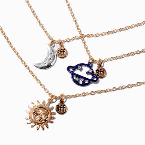Colliers &agrave; pendentif espace best friends - Lot de 3,