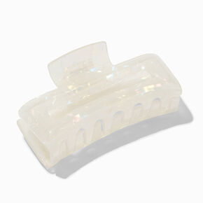 Iridescent Ivory Rectangular Hair Claw,