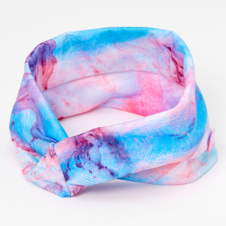 Claire's Bandeau à boutons imprimé marbré bleu et violet