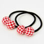 Red Gingham Beaded Hair Ties - 2 Pack,