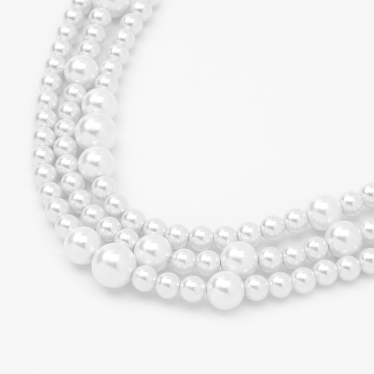 Triple Row Bubble Pearl Statement Necklace,