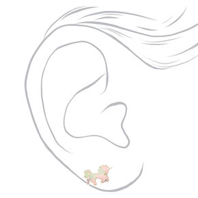 Silver-tone Unicorn Mixed Stud Earrings - 9 Pack,