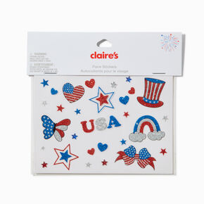 Stars &amp; Stripes Assorted Gemstones Face Stickers,