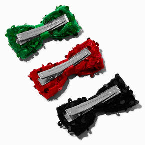 Holiday Sequin Hair Bow Clips - 3 Pack,
