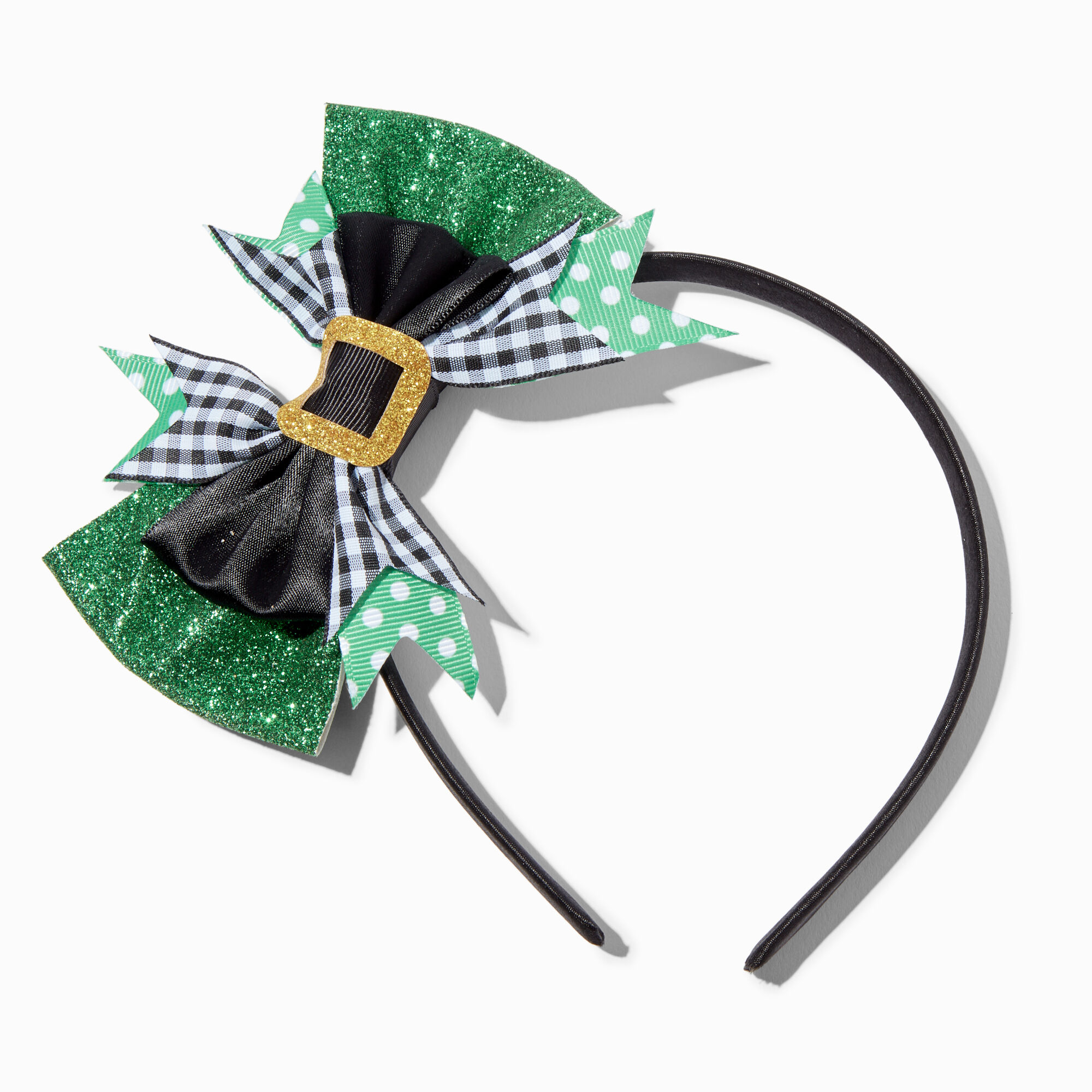 View Claires St Patricks Day Leprechaun Bow Headband Black information