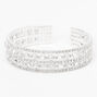 Pearl &amp; Rhinestone Five Row Cuff Bracelet - Silver-tone,