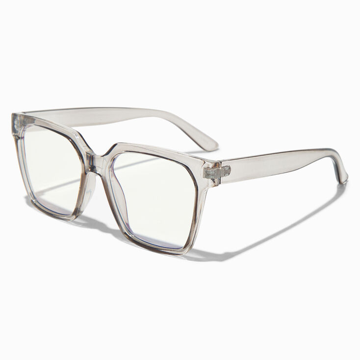 Solar Blue Light Reducing Square Clear Lens Frames - Translucent Gray,