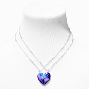 Best Friends Galaxy Split Heart Pendant Necklaces - 2 Pack,