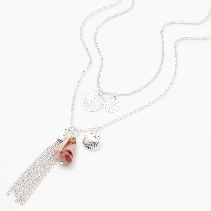 Silver-tone Seashells Long Multi-Strand Necklace,