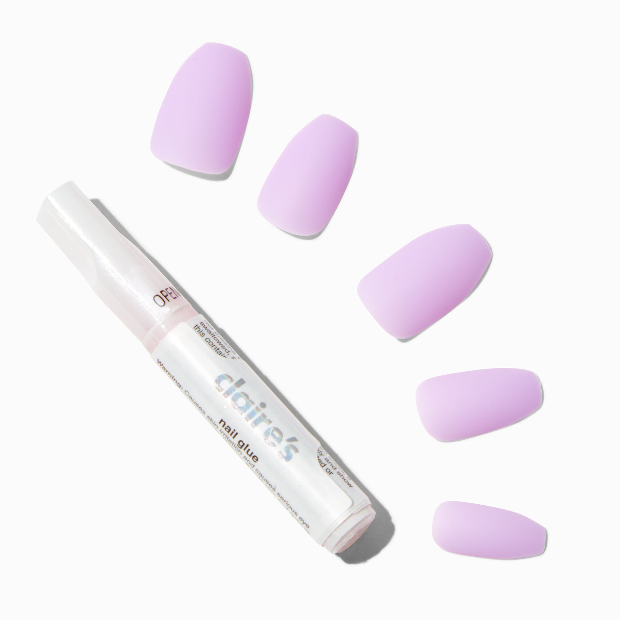 Pastel Matte Lilac Coffin Vegan Faux Nail Set - 24 Pack,