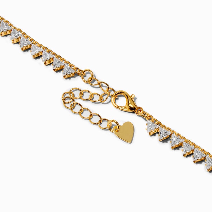 C LUXE by Claire&#39;s 18k Yellow Gold Plated Cubic Zirconia Triangle Tennis Necklace,