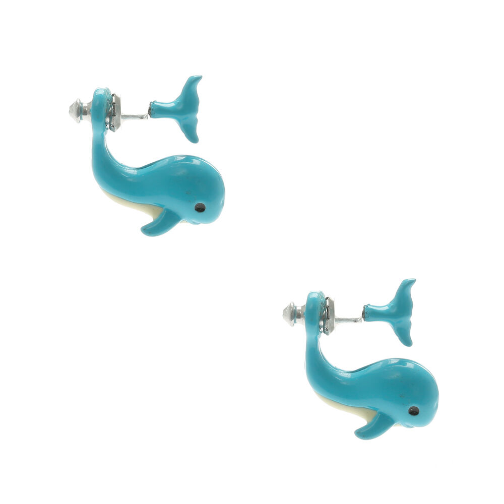 Turquoise Whale Front Back Earrings