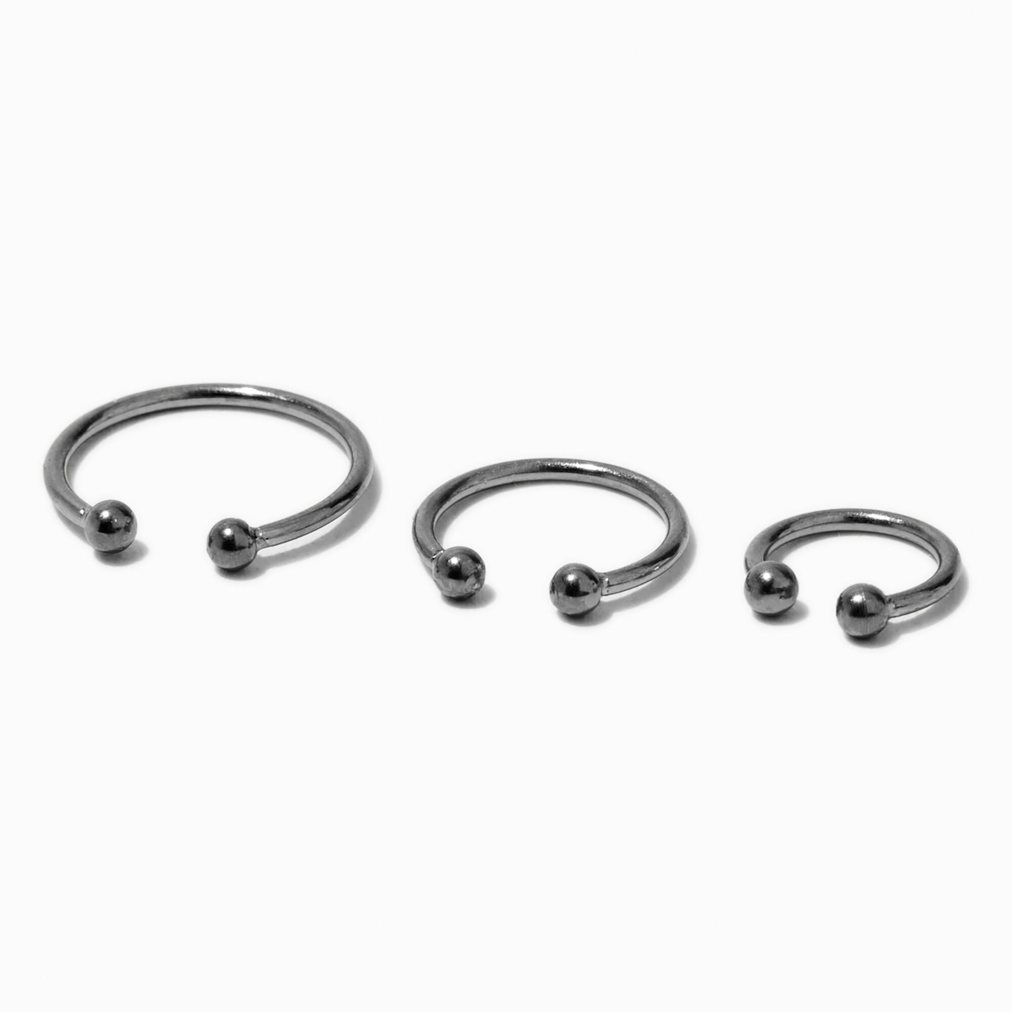 View Claires Tone Mixed Faux Nose Rings 3 Pack Silver information