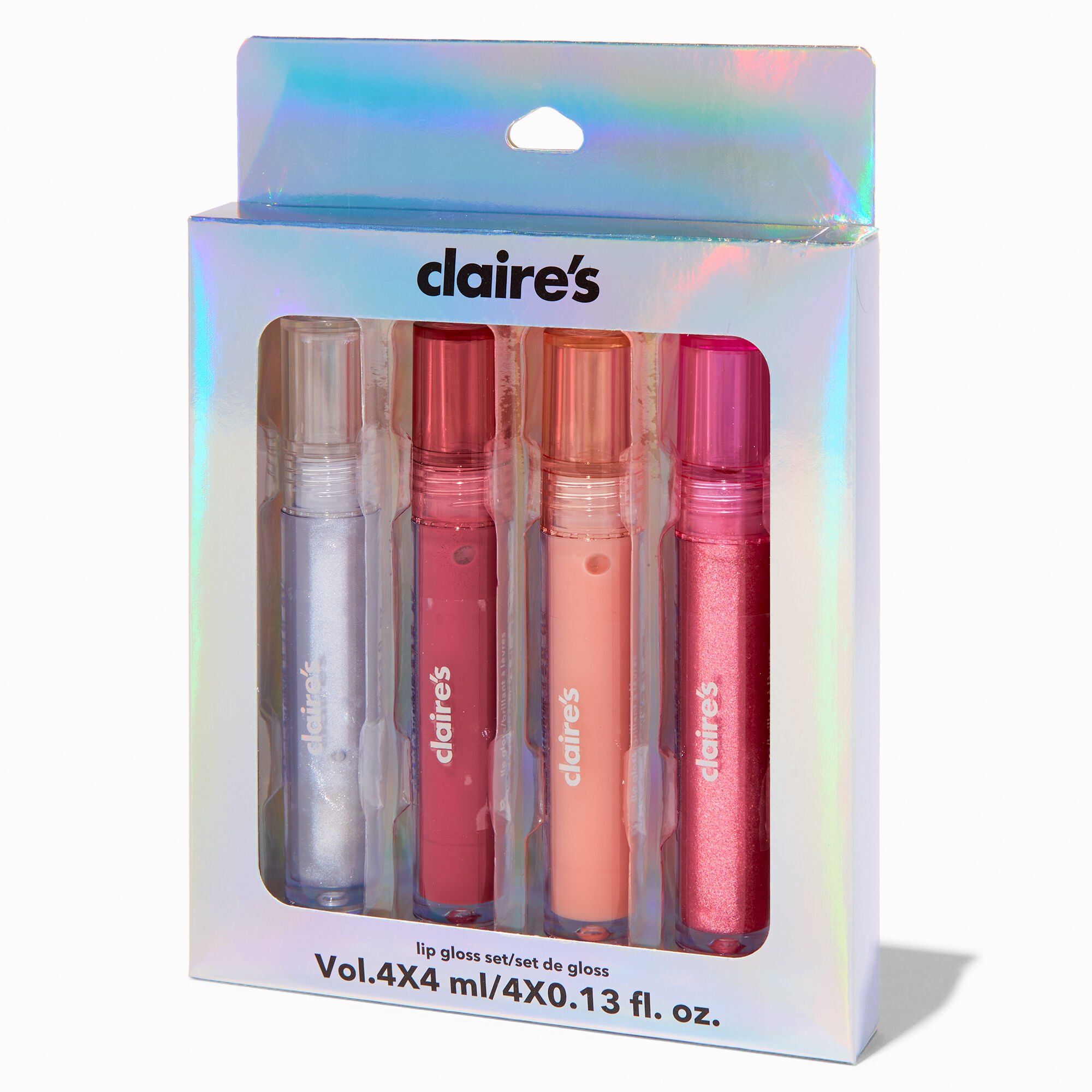 View Claires Monochromatic Lip Gloss Wand Set 4 Pack Pink information