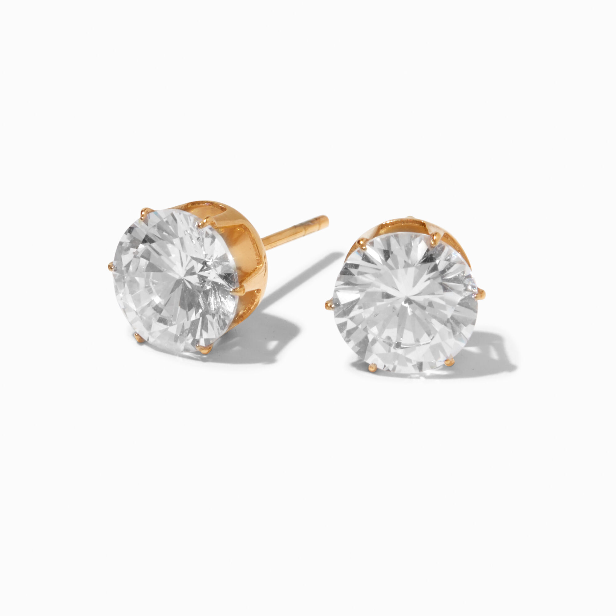 View Claires Titanium Cubic Zirconia Cupcake 7MM Stud Earrings Gold information