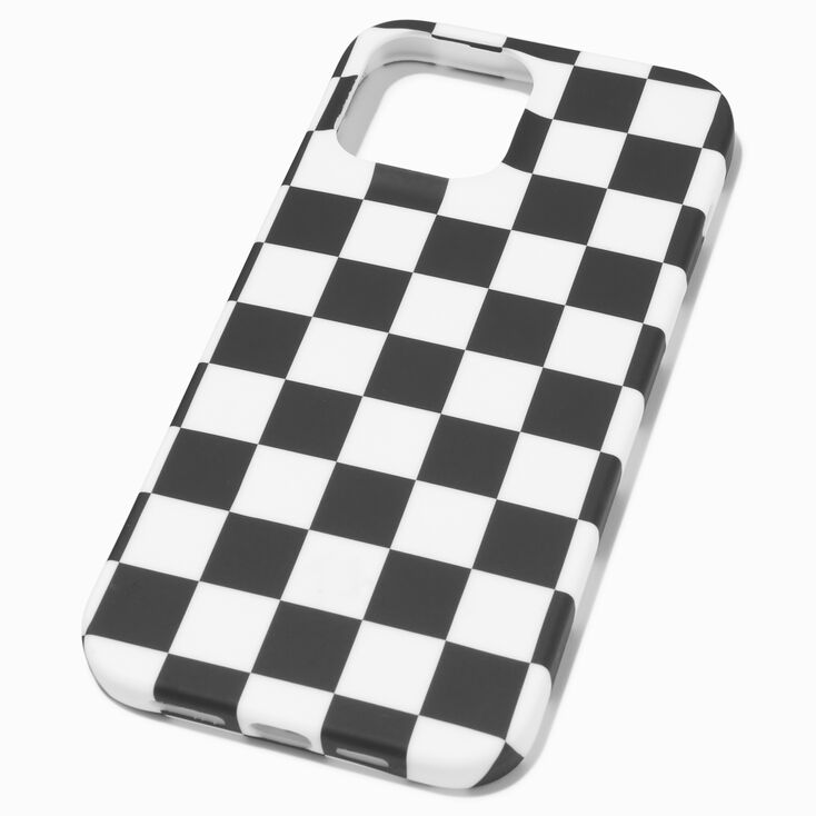 Black & White Checkerboard Silicone Phone Case - Fits iPhone® 13 Pro Max