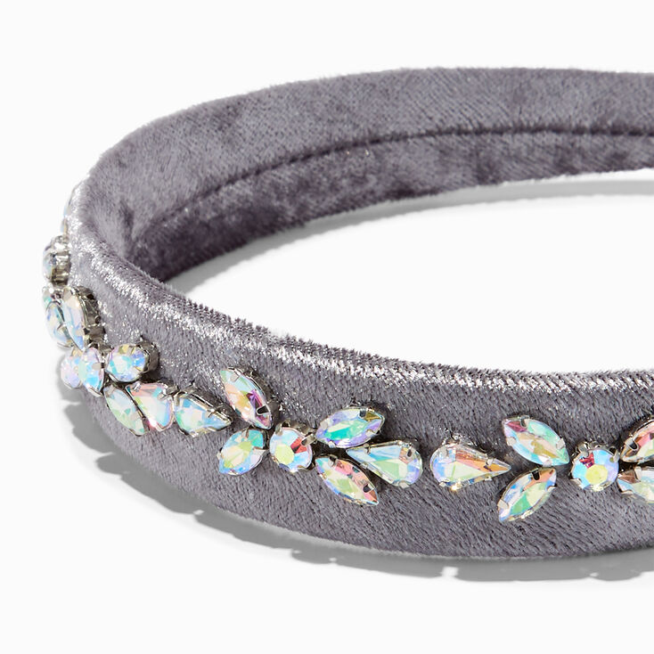 Claire&#39;s Club Silver Velvet Gemstone Headband,
