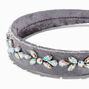 Claire&#39;s Club Silver Velvet Gemstone Headband,