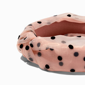 Blush Pink Polka Dot Sheer Knotted Headband,