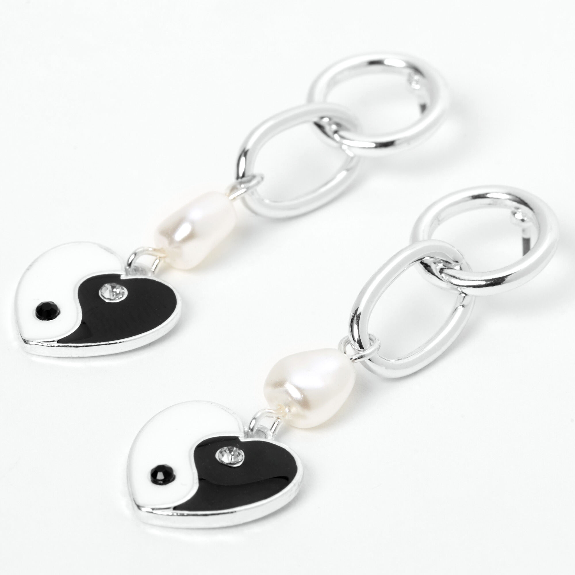 View Claires 2 Yin Yang Drop Earrings Silver information