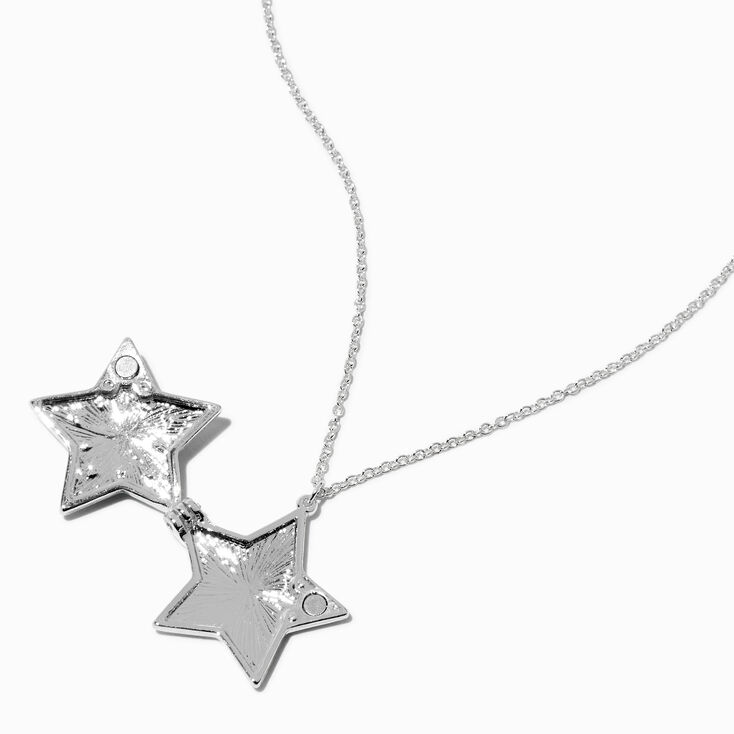 Glow In The Dark Blue Mosaic Star Locket Pendant Necklace,