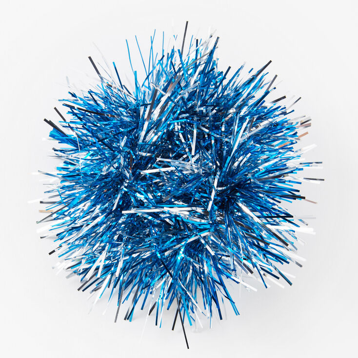 Medium Tinsel Hair Scrunchie - Blue &amp; Silver,