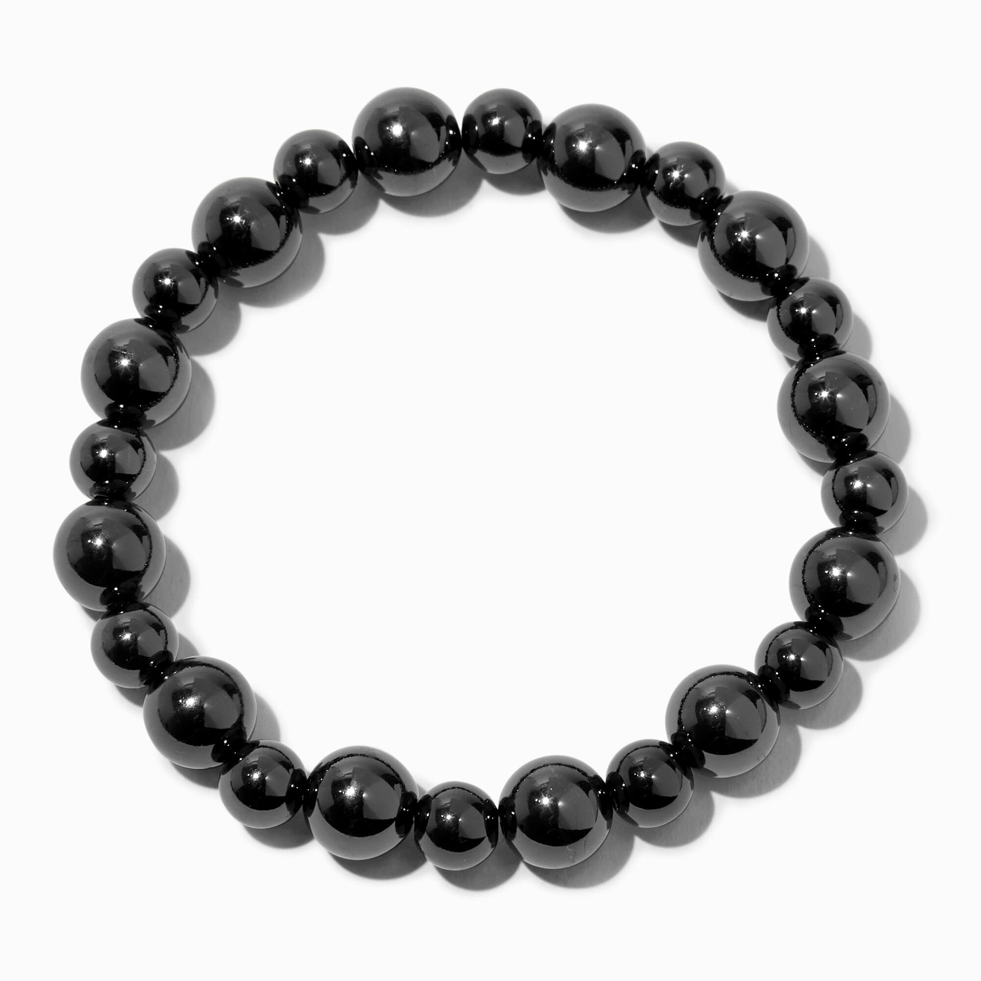 View Claires Hematite Beaded Stretch Bracelet Black information