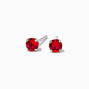 14kt White Gold 3mm July Crystal Ruby Studs Ear Piercing Kit with Ear Care Solution,