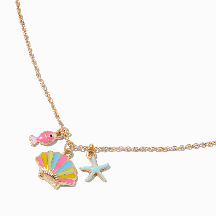 Beach Day Charm Cluster Pendant Necklace,