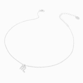Silver-tone Crystal Zodiac Symbol Pendant Necklace - Scorpio,