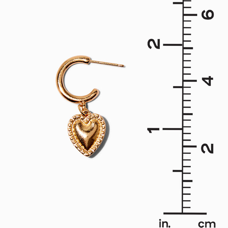 Gold-tone Heart Pearl Earring Stackables Set - 6 Pack,