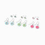 Silver-tone Rainbow Daisy Drop &amp; Stud Earrings - 6 Pack,
