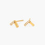 Gold Titanium Crystal Chevron Stud Earrings,