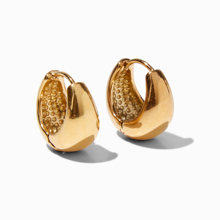 Gold-tone Stainless Steel Chunky Clicker Hoop Earrings,