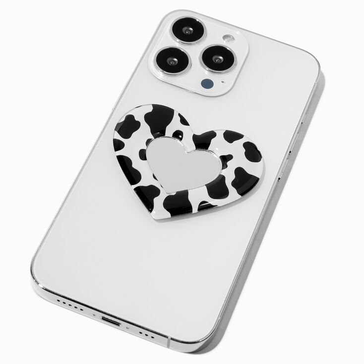 Cow Print Heart Shaped Phone Case Mirror,