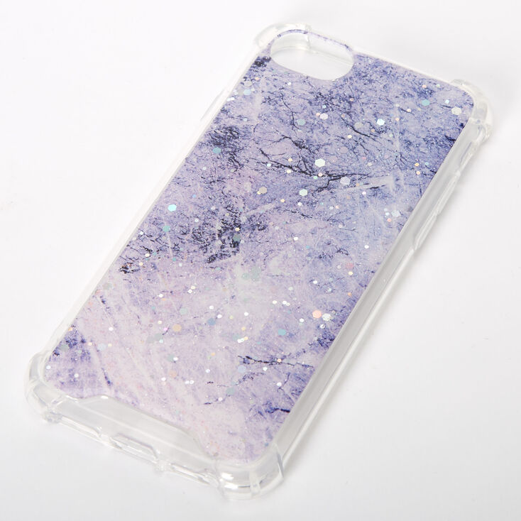 Coque de protection pour portable effet marbr&eacute; violet avec paillettes - Compatible avec iPhone 6/7/8/SE,