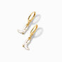 18K Gold Plated 10MM White Enamel Cowgirl Boots Huggie Hoop Earrings,