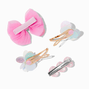 Claire&#39;s Club Pink Paillette Mixed Hair Clips Set - 4 Pack,