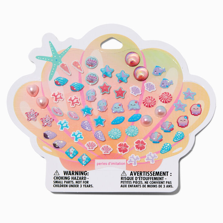 Boucles d&#39;oreilles autocollantes coquillages et vie aquatique Claire&#39;s Club - Lot de 30,