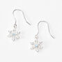 Sterling Silver Snowflake Drop Earrings - White,