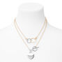 Collier avec breloque c&oelig;urs et fermoir en T en m&eacute;taux mixtes,
