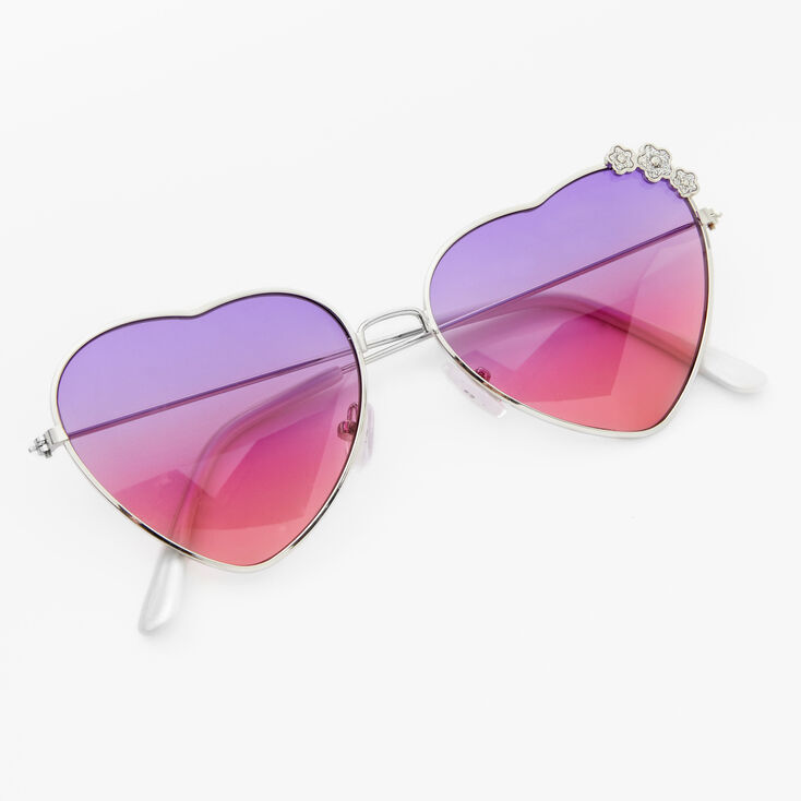 Claire&#39;s Club Purple &amp; Pink Heart Aviator Sunglasses,